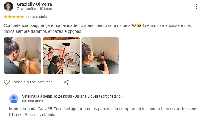 Avaliação de tutor no Google